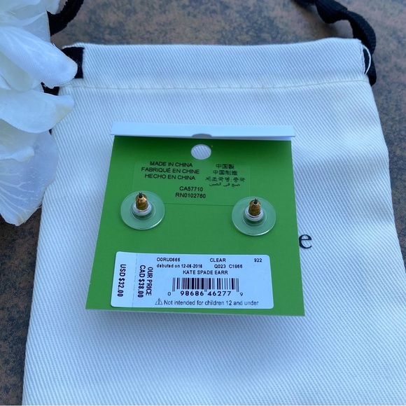 NWT KATE SPADE ♠️ CLEAR GUM DROP STUD EARRINGS - Picture 4 of 12